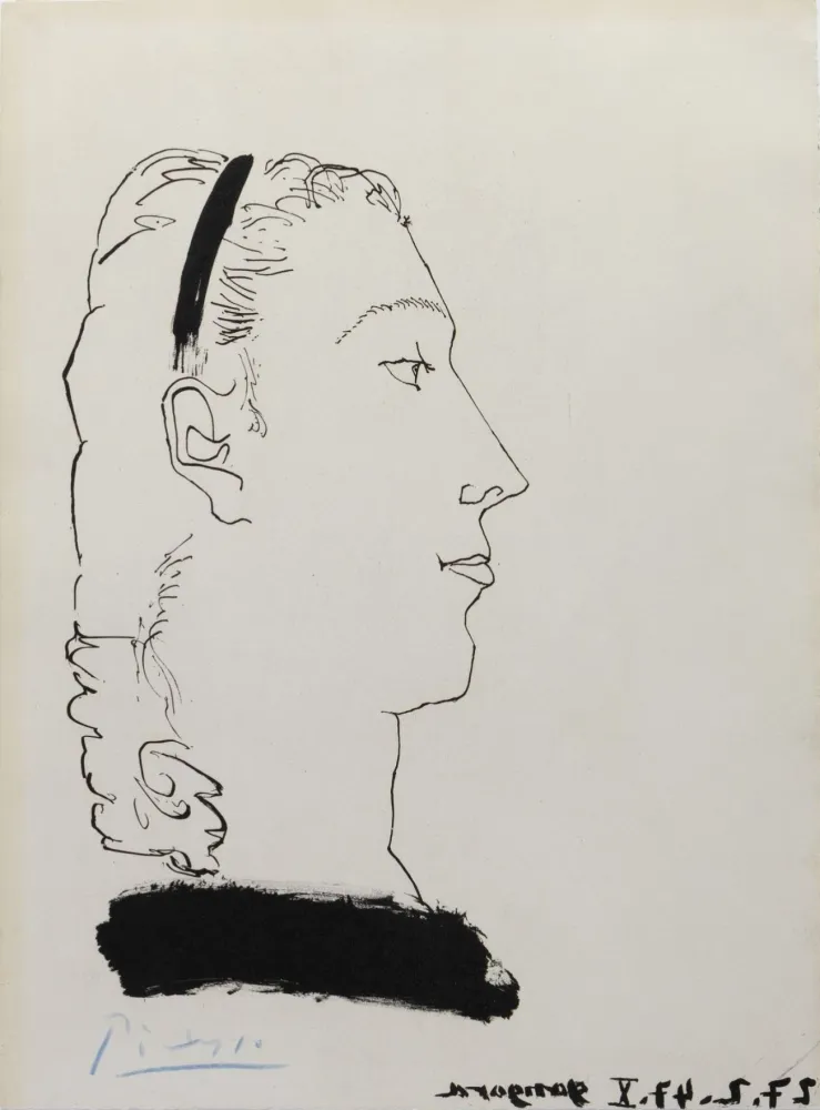 蚀刻飞尘法 Picasso - Femme Blonde de Profil (Signed) Gongora 1948
