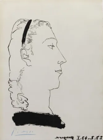 蚀刻飞尘法 Picasso - Femme Blonde de Profil (Signed) Gongora 1948
