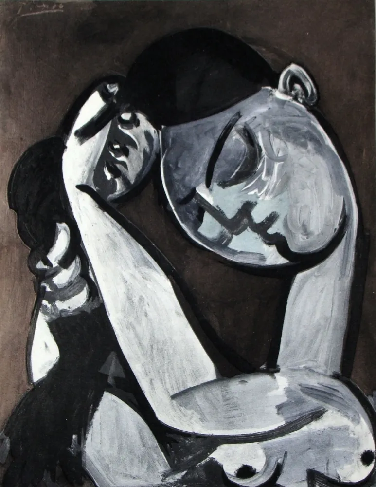 镂版印刷 Picasso - Femme se coiffant, 1955