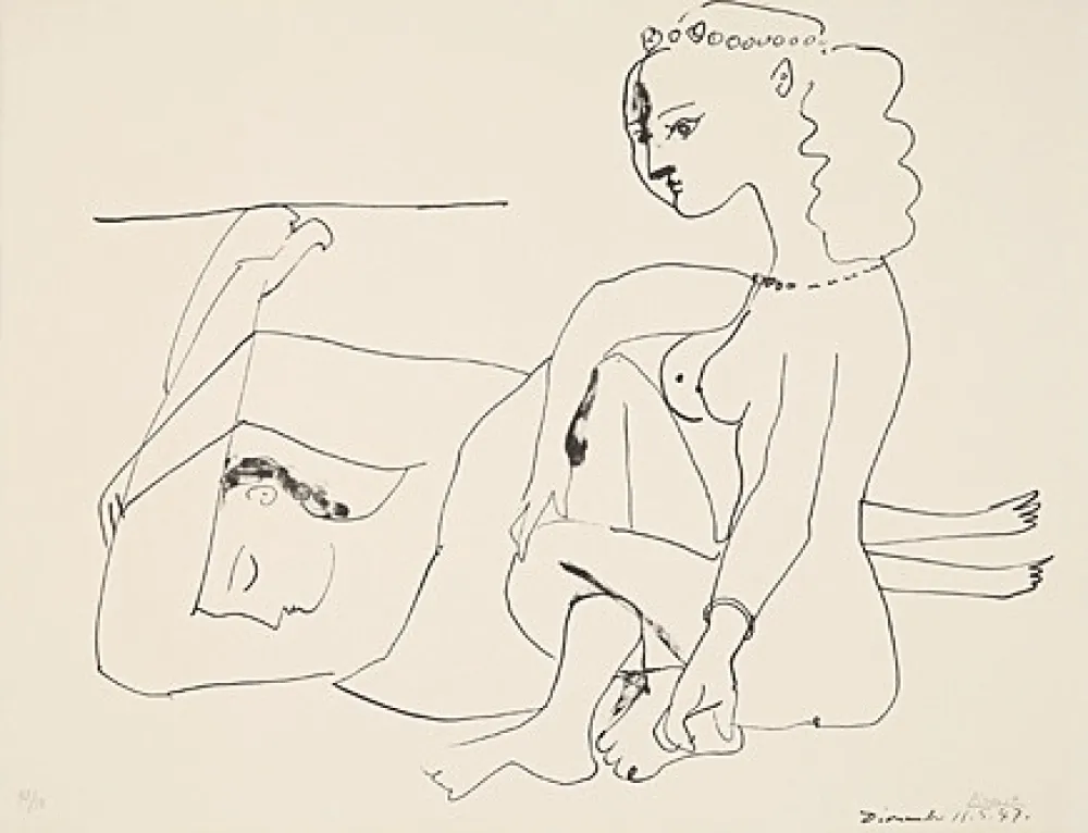 石版画 Picasso - Femmes sur la plage