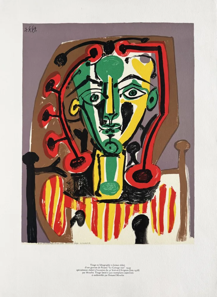 石版画 Picasso - Figure au Corsage rayé (Figure with Striped Bodice)