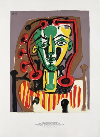 石版画 Picasso - Figure au Corsage rayé (Figure with Striped Bodice)