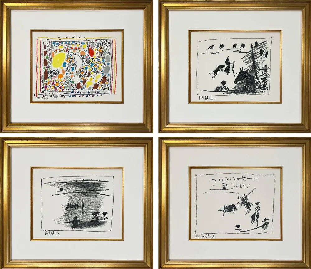石版画 Picasso - Four original lithographs - A Los Toros series