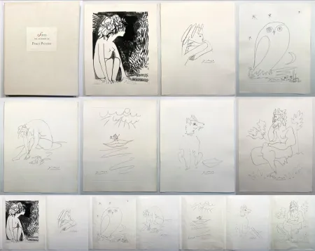 蚀刻版画 Picasso - Geneviève Laporte. LES CAVALIERS D'OMBRE. Double suite des gravures de Picasso (1954)