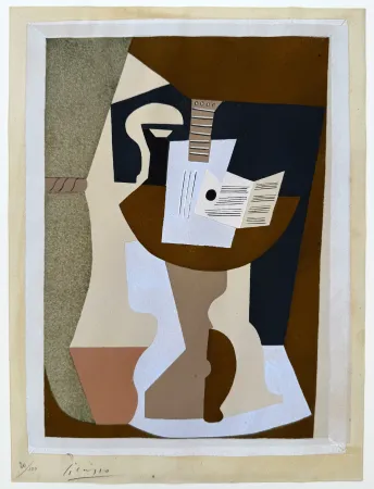 镂版印刷 Picasso - Guéridon avec guitare et partition