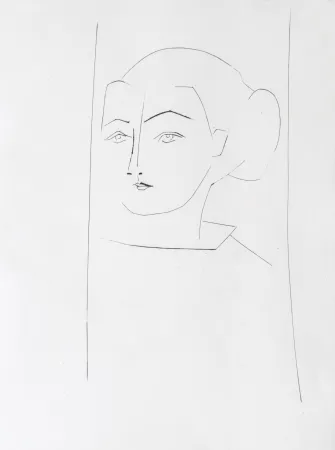 版画 Picasso - Head of a Woman Wearing her hair in a Chignon