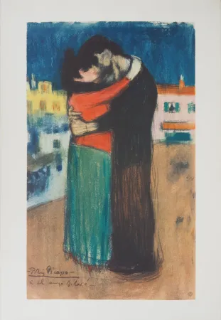 石版画 Picasso - Hommage à Toulouse-Lautrec : Couple amoureux, c