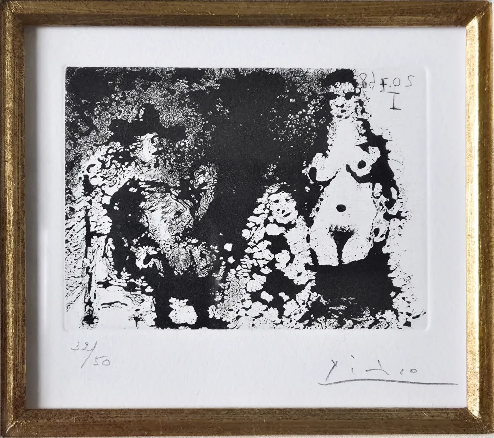 蚀刻飞尘法 Picasso - Homme à la pipe assis, Maja et Célestine 