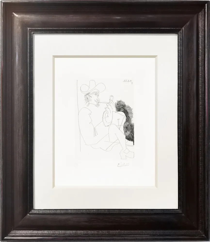 版画 Picasso - Homme rembranesque à la pipe
