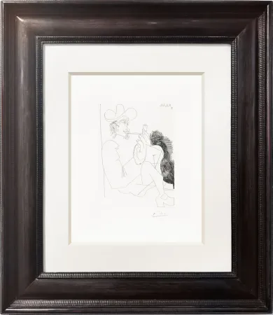 版画 Picasso - Homme rembranesque à la pipe