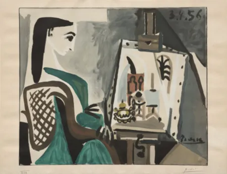 石版画 Picasso - Jacqueline à l'Atelier (Jacqueline at the Easel)