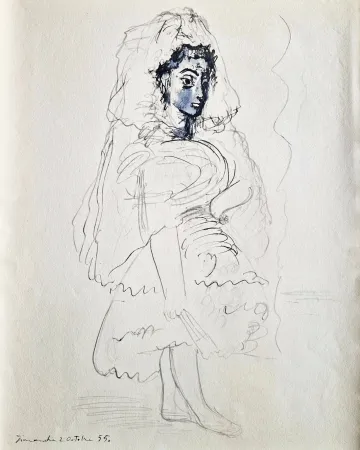 镂版印刷 Picasso - Jacqueline en espagnole