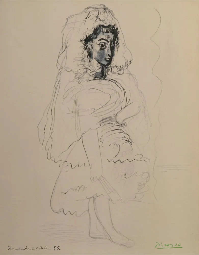 镂版印刷 Picasso - Jacqueline en Espagnole - La flûte double