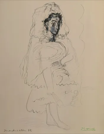 镂版印刷 Picasso - Jacqueline en Espagnole - La flûte double