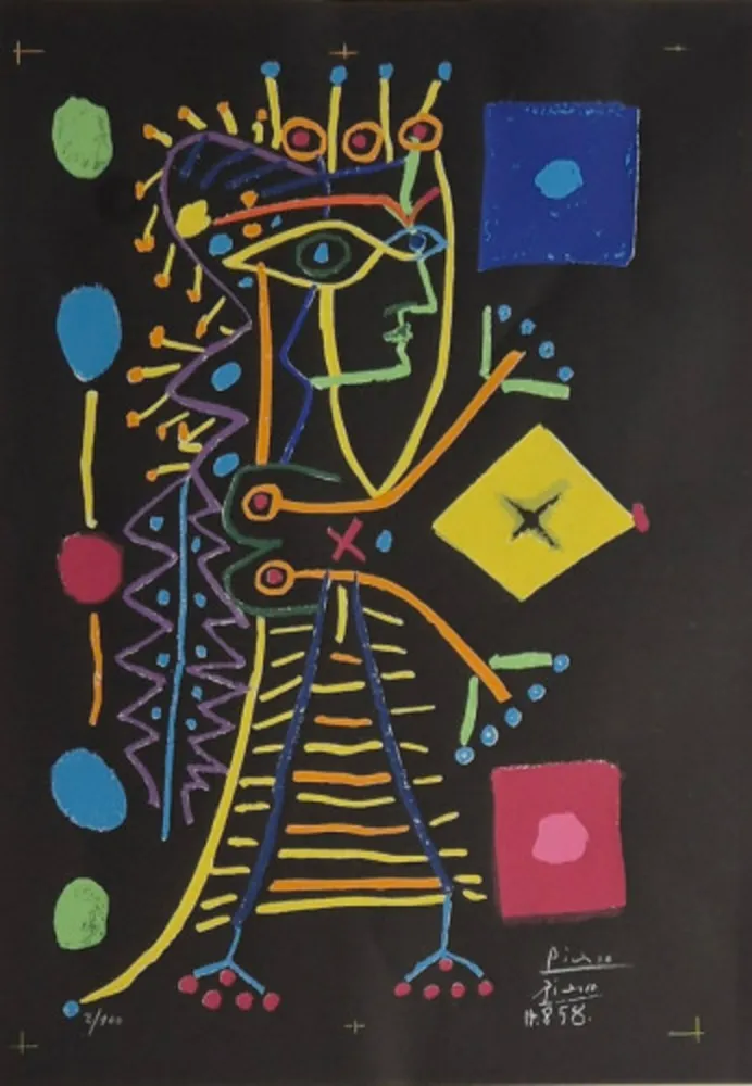 石版画 Picasso - Jacqueline (La Dame aux Des)