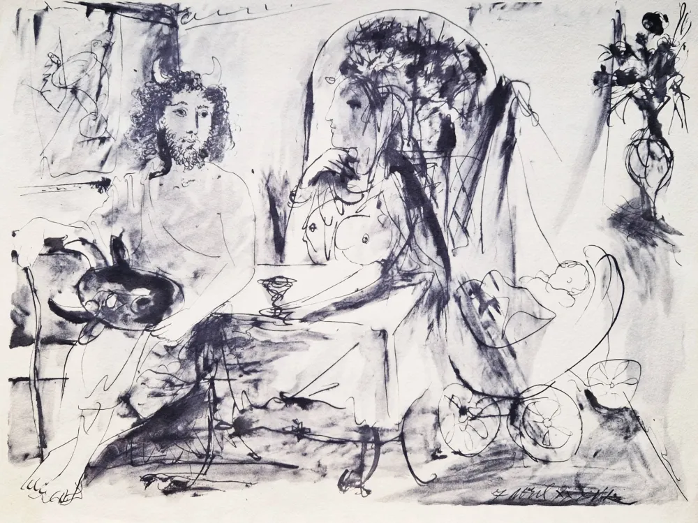 镂版印刷 Picasso - Jeune faune, femme et enfant