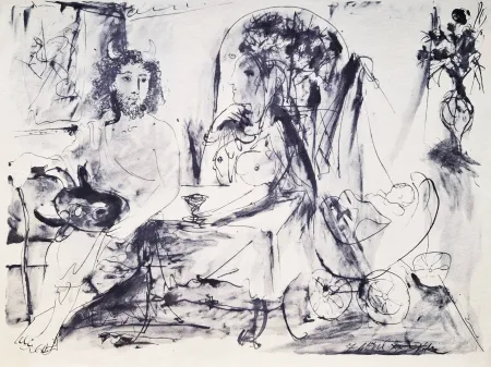 镂版印刷 Picasso - Jeune faune, femme et enfant