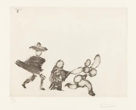 蚀刻版画 Picasso - Jeune fille fuyant, avec la célestine et un jeune homme