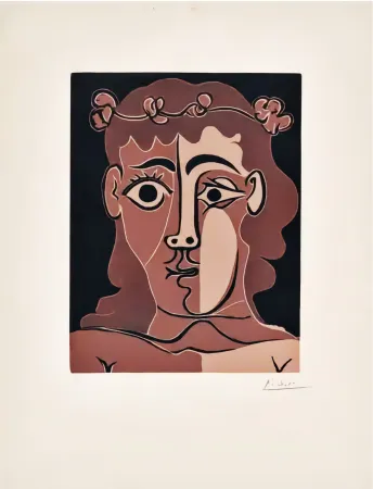 油毡版画 Picasso - Jeune Homme Couronné de Feuillage 