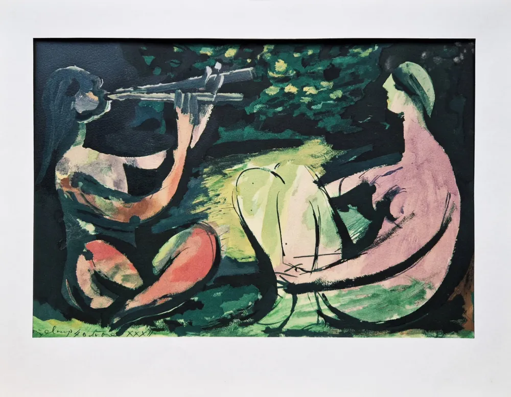 镂版印刷 Picasso - Joueur de diaule et nu