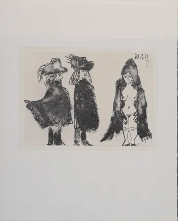 版画 Picasso - La Célestine - Cavalerie, son valet et jeune fille, 1971