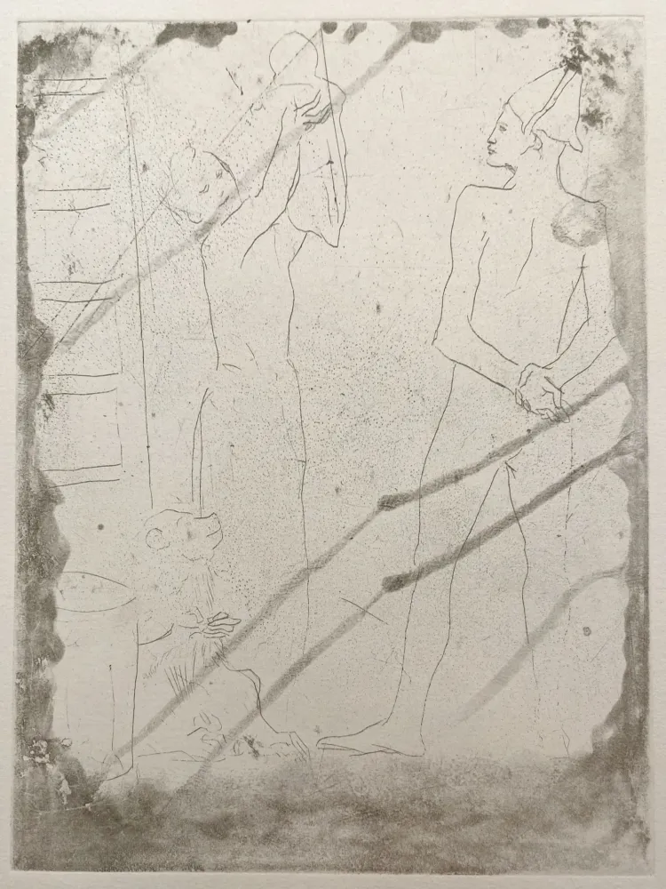 版画 Picasso - La Famille de Saltimbanques au Macaque