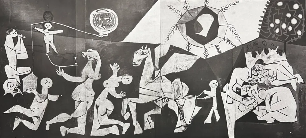 石版画 Picasso - La Guerre et la Paix Collotype