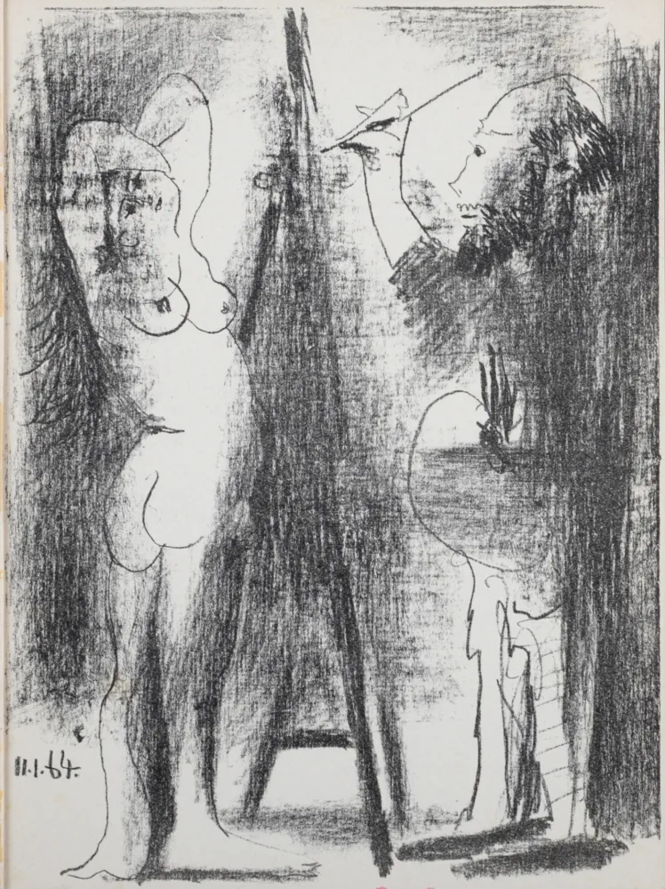 石版画 Picasso - Le Peintre et Son Modèle, 1964.