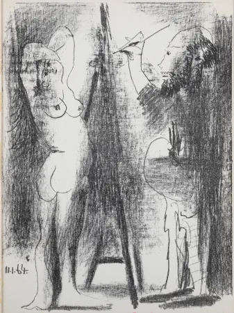 石版画 Picasso - Le Peintre et Son Modèle, 1964.
