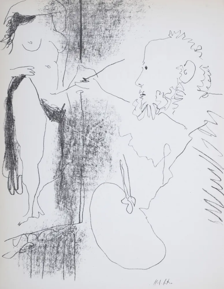 石版画 Picasso - Le Peintre et son Modèle, 1964