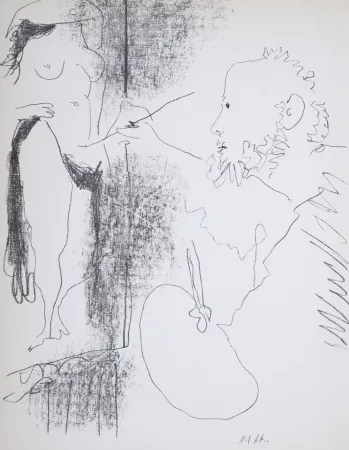 石版画 Picasso - Le Peintre et son Modèle, 1964