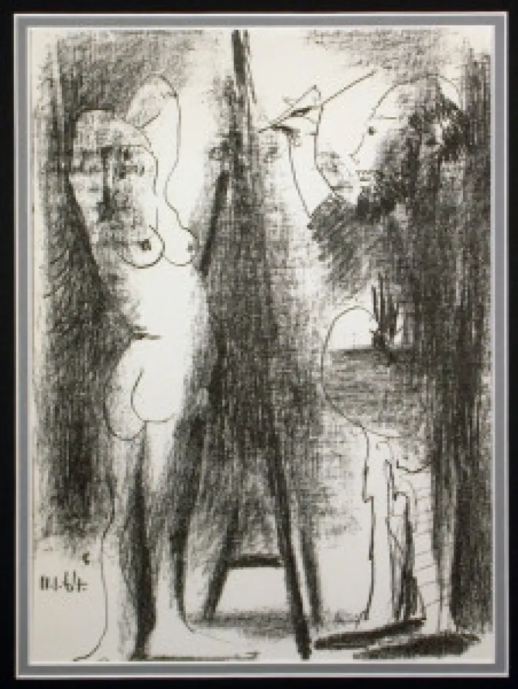 石版画 Picasso - Le peintre et son modèle