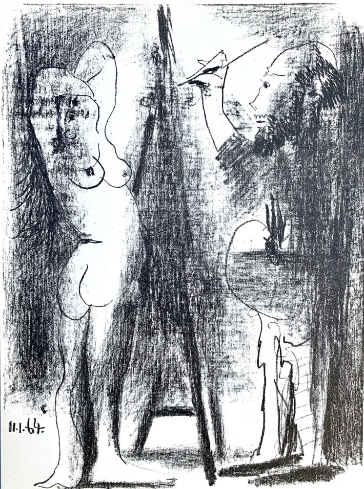 石版画 Picasso - Le Peintre et son modele