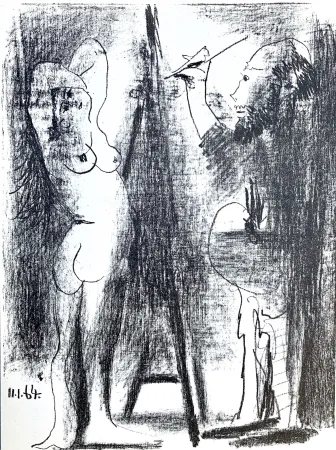 石版画 Picasso - Le Peintre et son modele