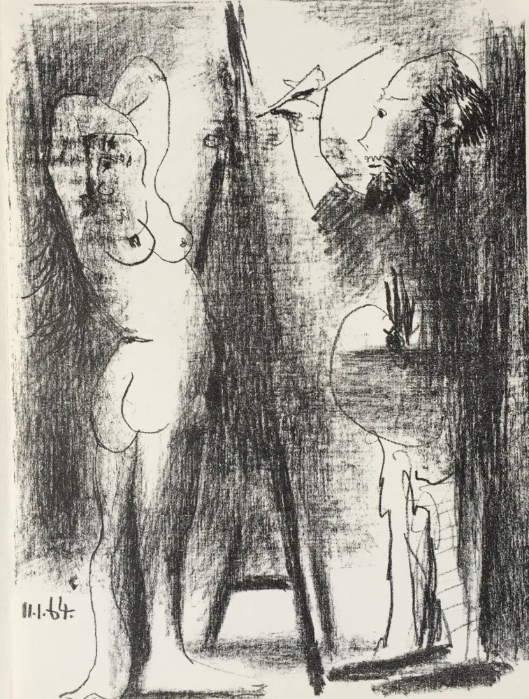 石版画 Picasso - Le Peintre et son Modele (B. 1846)