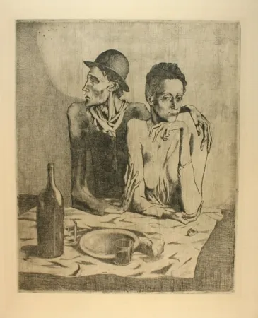 版画 Picasso - Le repas frugal