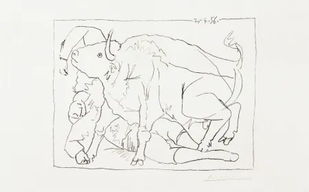 石版画 Picasso - Le Torero blessé