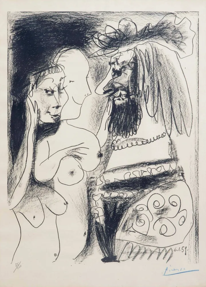 石版画 Picasso - Le vieux Roi
