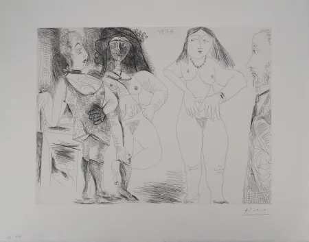 版画 Picasso - Les 156, planche 126 : Degas chez les filles, la note