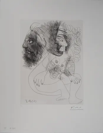 版画 Picasso - Les 156, planche 88 : Portrait et nu cubiste