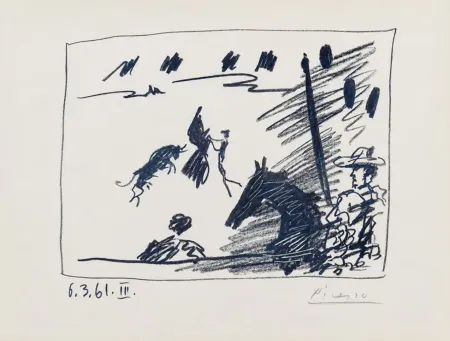 石版画 Picasso - Les Banderilles from A los toros avec Picasso