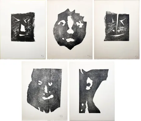 版画 Picasso - LES TRANSPARENTS : La suite complète des 5 CARTALÉGRAPHIES ORIGINALES (PAB,1967)