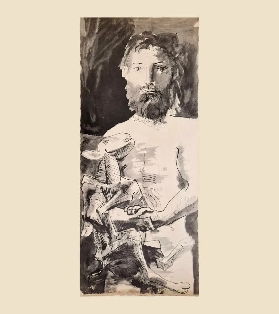 石版画 Picasso - L'HOMME AU MOUTON (1967)