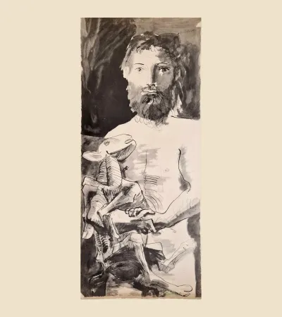 石版画 Picasso - L'HOMME AU MOUTON (1967)