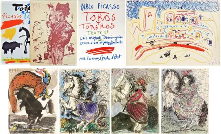 插图书 Picasso - Luis Miguel Dominguin. TOROS Y TOREROS. Avec lithographies en couleurs par F. Mourlot d'après Picasso (1961)