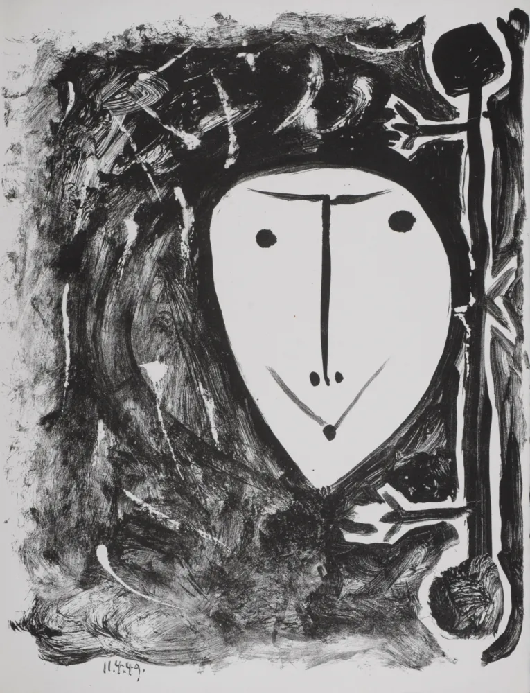 石版画 Picasso - Masque de Cendre #4, 1949