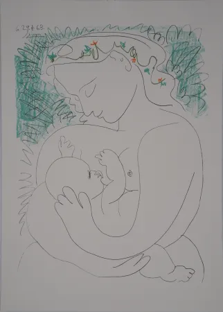 石版画 Picasso - Maternité, grand modèle