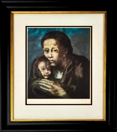 石版画 Picasso - Mère et enfant au fichu
