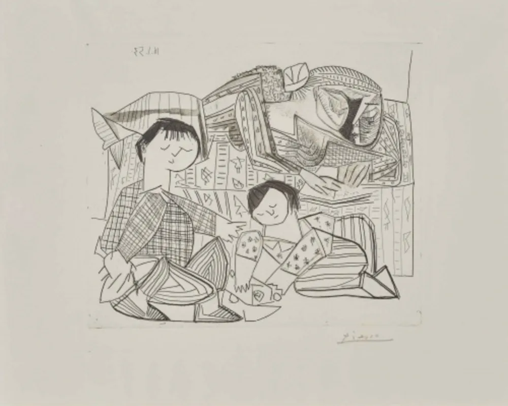 蚀刻飞尘法 Picasso - Mere et Enfants