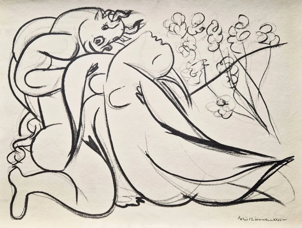 镂版印刷 Picasso - Minotaure et nu